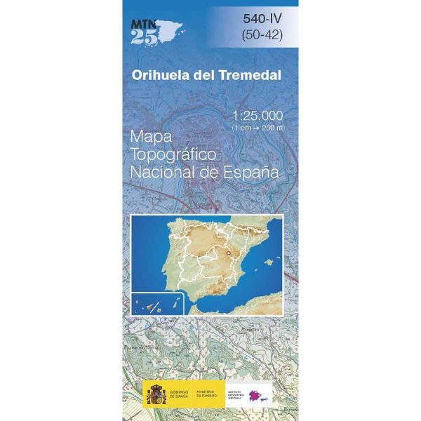 Topographic map of Spain n° 0540.4 - Orihuela del Tremedal | CNIG - 1 25,000 Online Hot Sale