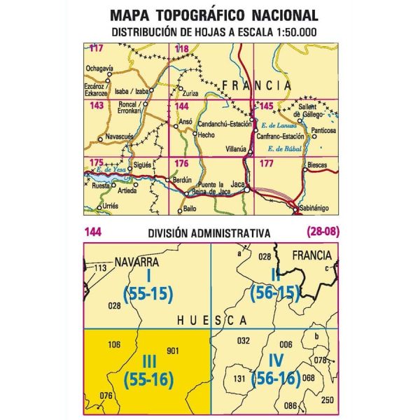 Topographic map of Spain n° 0144.3 - Hecho | CNIG - 1 25 000 For Sale - Image 3