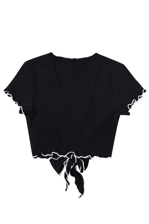 Tencel Rib Tie Front Top Online Hot Sale - Image 5