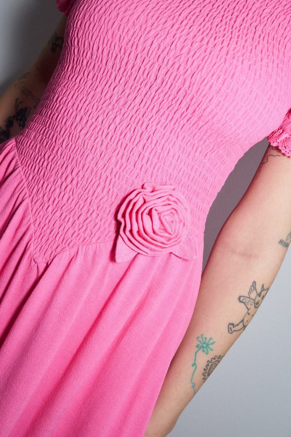 Smocked Linen Easter Dress Pink Online Hot Sale - Image 4