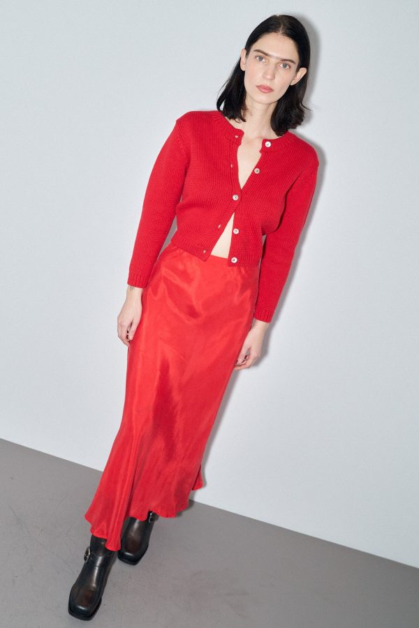 Japanese Cupro Bias Cut Skirt Flame Online Sale - Image 5