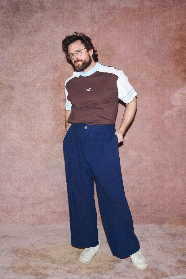 Linen Straight Leg Trousers Navy Hot on Sale - Image 4