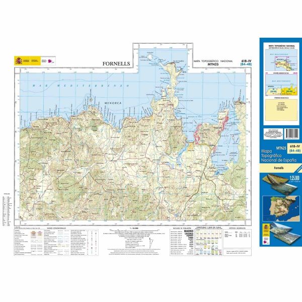 Topographic map of Spain n° 0618.4 - Fornells (Menorca) | CNIG - 1 25,000 Cheap - Image 2