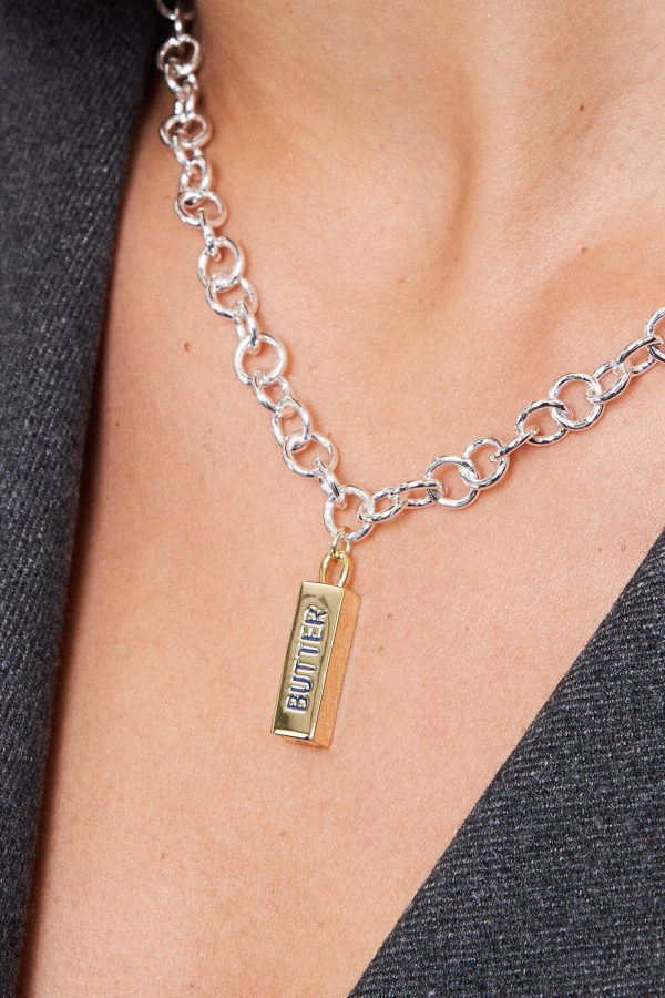 Butter 14K Gold Fill Charm Necklace Sterling Silver Loop Chain on Sale - Image 5