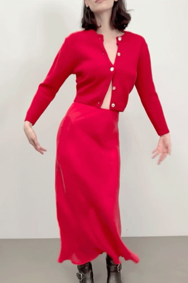 Japanese Cupro Bias Cut Skirt Flame Online Sale