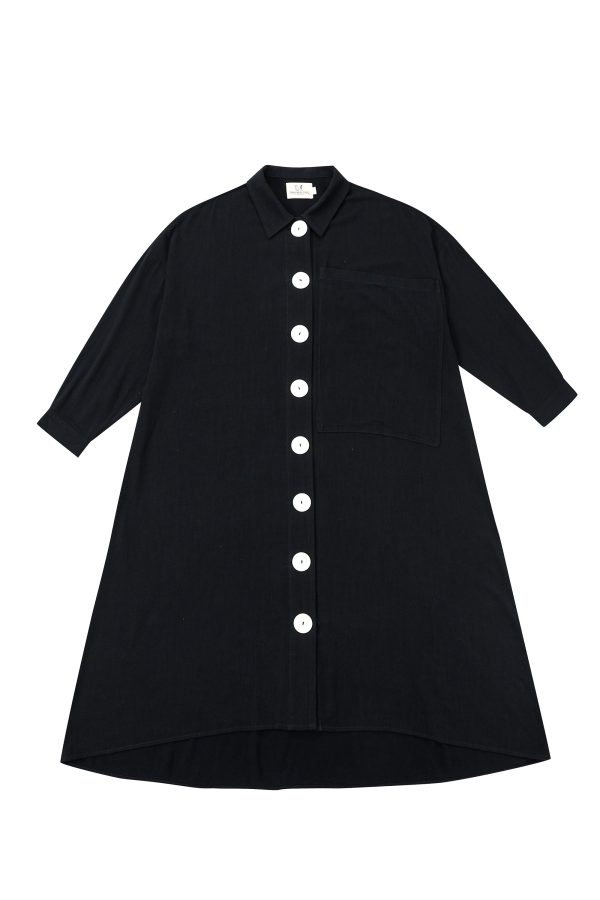 Giant Black Linen Shirt Dress Jacket Online now - Image 2