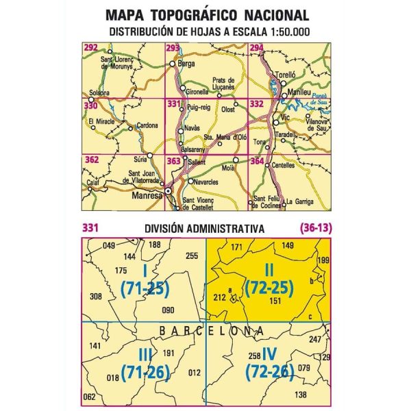 Topographic map of Spain n° 0331.2 - Olost | CNIG - 1 25,000 Fashion - Image 3
