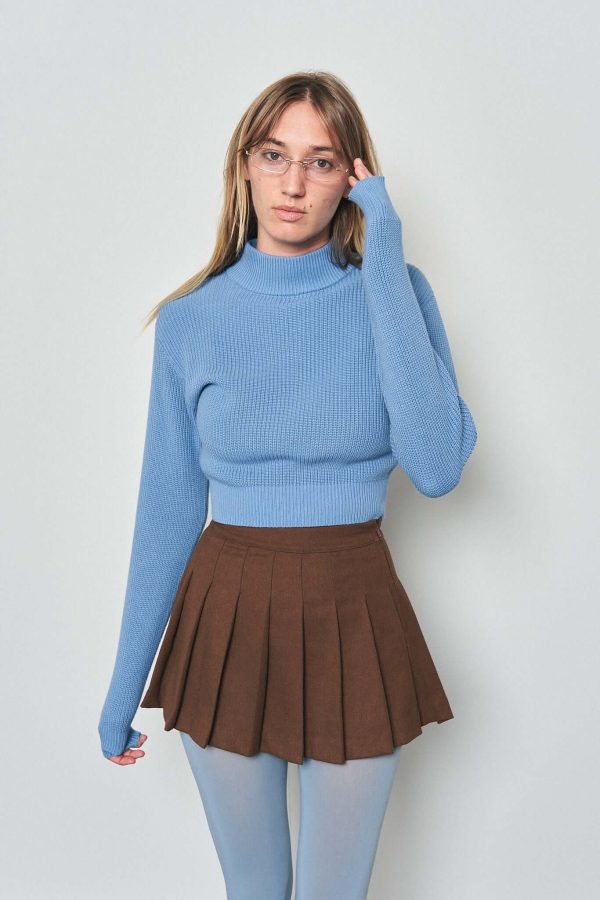 Blue Cotton Turtleneck Sweater Online Sale - Image 4