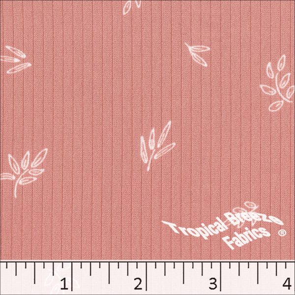 Classic Rib Knit Leaf Print Dress Fabric 578510 For Cheap - Image 3
