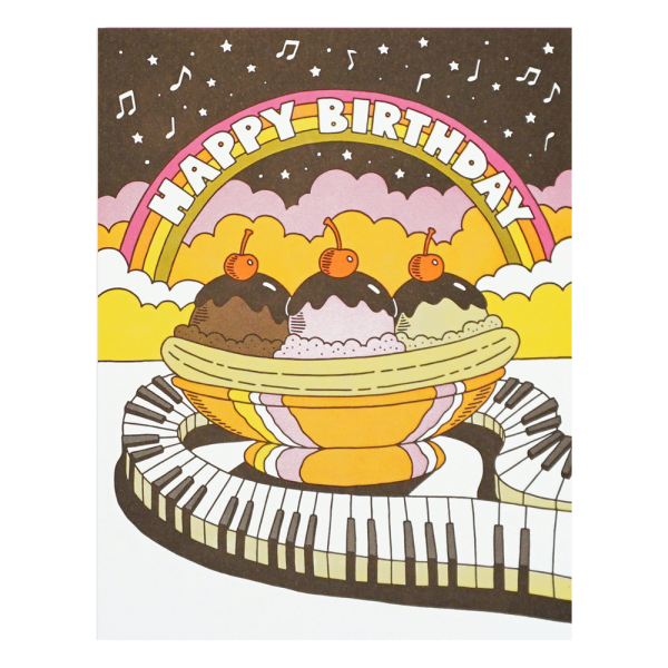Happy Birthday Musical Banana Split Card by Lucky Horse Press Cheap